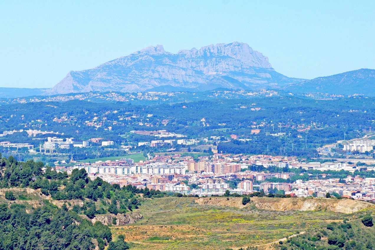 The Montserrat massif rising above the countryside near Barcelona